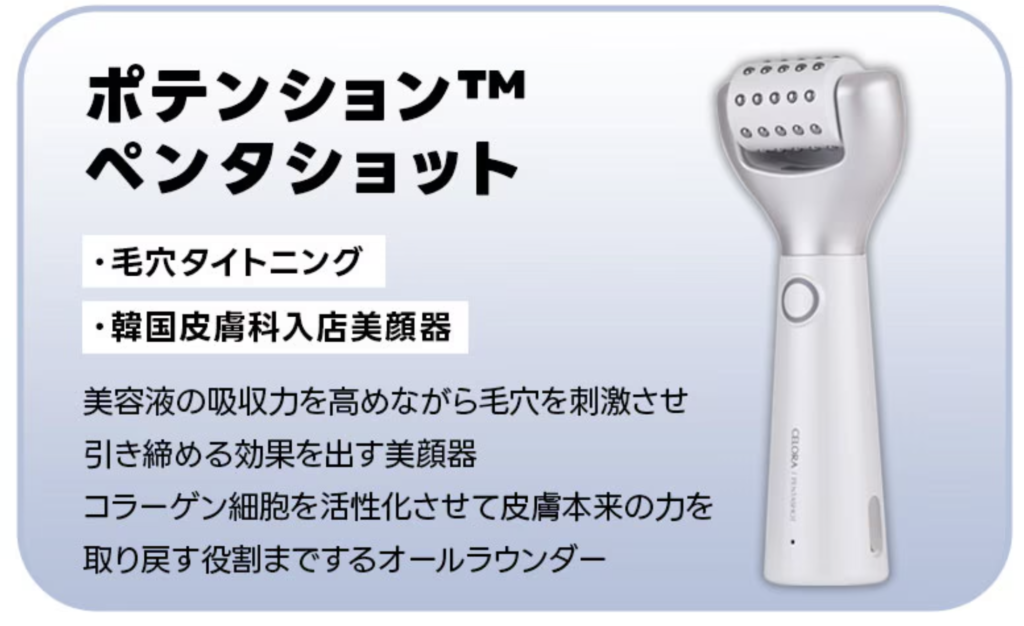 毛穴に特化した美顔器 セロラバイ/ペンタショット 韓国の皮膚科の技術 